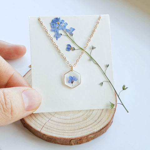 forget me not flower resin jewellery 